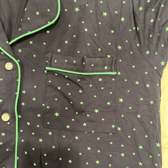 Short sleeve button up and drawstring shorts soft and cool pajamas navy blue M - Picture 6 of 7